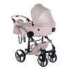 Junama Dolce Pink Silver luxury stroller rear view showing modern chassis design