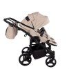 Junama Duo V3 Eco Beige stroller canopy protecting baby from sun and wind