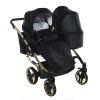 Junama Duo V3 Eco Black Gold stroller canopy protecting baby from sun and wind