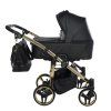 Junama Duo V3 Eco Black Gold luxury baby stroller main view with elegant gold design