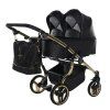 Junama Duo V3 Eco Black Gold premium stroller front view with gold finish