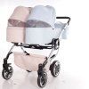 Junama Duo V3 Eco Pink Blue designer baby stroller side view with modern frame