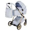 Junama Ellegante Art Deco Blue premium stroller front view with blue finish