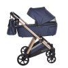 Junama Ellegante Blue designer baby stroller side view with modern frame