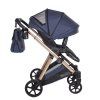 Junama Ellegante Blue stroller canopy protecting baby from sun and wind