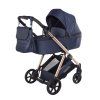 Junama Ellegante Blue premium stroller front view with blue finish