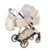 Junama Ellegante Lame Beige premium stroller front view with beige finish