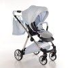 Junama Ellegante Lame Light Blue sport seat front view with safety harness