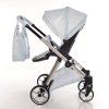 Junama Ellegante Lame Light Blue stroller configured as practical travel system