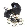 Junama Dolce Mini Black Gold premium baby stroller front view with gold finish