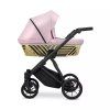 Kunert Ivento Glam Pink Metalic Eco - Black Frame - 2-in-1 Stroller side view highlighting the modern frame and spacious carrycot