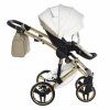 Side profile of Junama Hand Craft Glitter Gold stroller