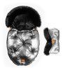 Floo grey black baby footmuff with handmuff