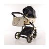 Junama Hand Craft Glitter Black Gold premium baby stroller front view with black fabric and gold details