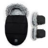 floo egg black silver baby footmuff with gloves