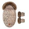 Floo egg leopard beige baby footmuff with gloves