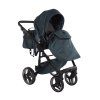 Compact folded frame of Junama Basic V3 Green luxury stroller
