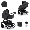 kunert mata graphite black frame 2 in 1 stroller main view
