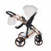 Lightweight aluminum chassis of Junama Enzo Copper stroller in close detail