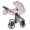 Elegant side profile of Junama Enzo Pink stroller with refined pink finish
