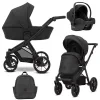 kunert brav black eco black frame 3 in 1 stroller