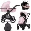 kunert brav pink eco black frame 3 in 1 stroller main view