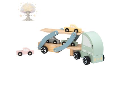 Dřevěný tahač s autíčky