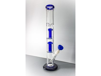 Bong sklo dvojitá perkolace 40 cm modrý