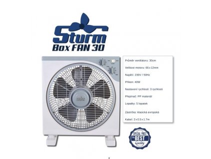 OSCILAČNÍ VENTILÁTOR STURM BOXFAN, PRŮMĚR 30CM