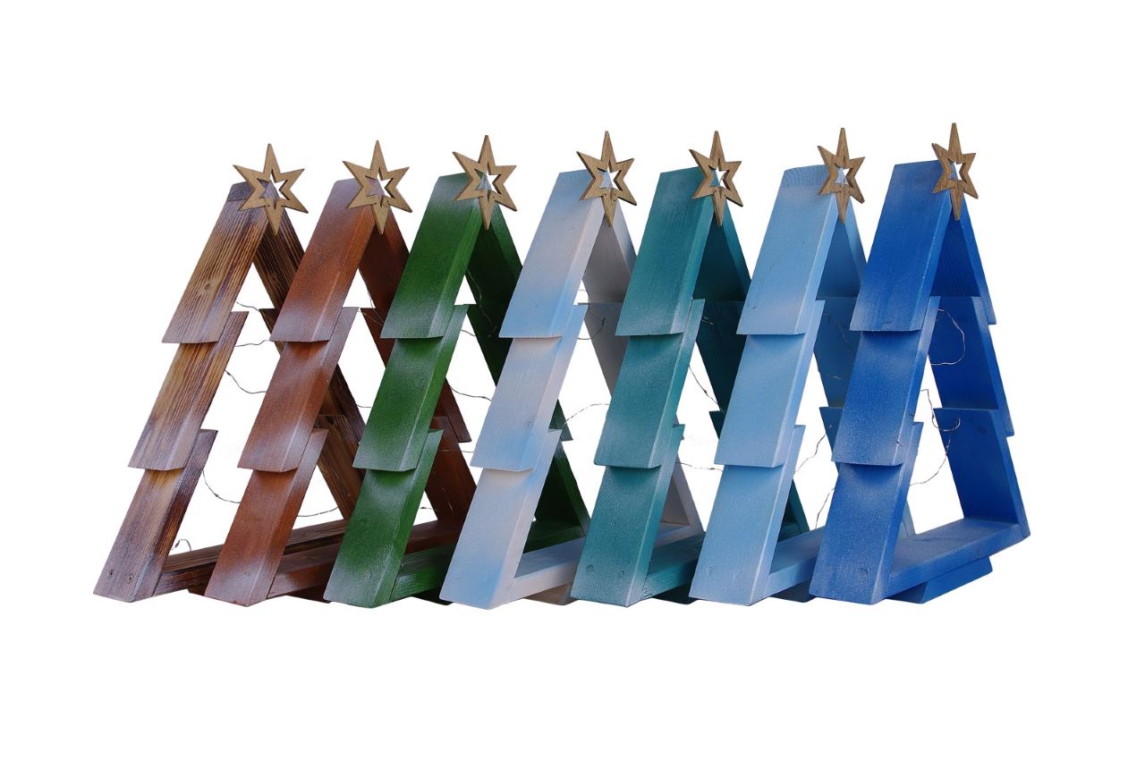 Dřevěné vánoční stromečky s osvětlením