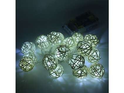 led retez ratanove koule bila