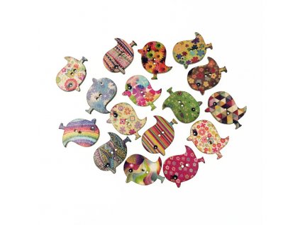 50Pcs Fashion Bulk Mixed Bird Owl Wooden Button Sewing Accessories Decorative Buttons Handmade Scrapbooking Craft DIY 6