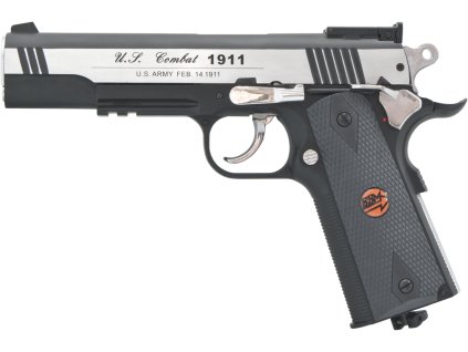 15280 1 vzduchova pistol bruni us combat 1911 m strieborna kalibru 4 5 mm