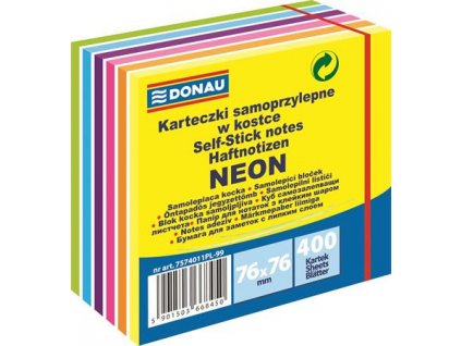 Blok samolepiaci DONAU 6 neónových farieb 76x76mm 400listov