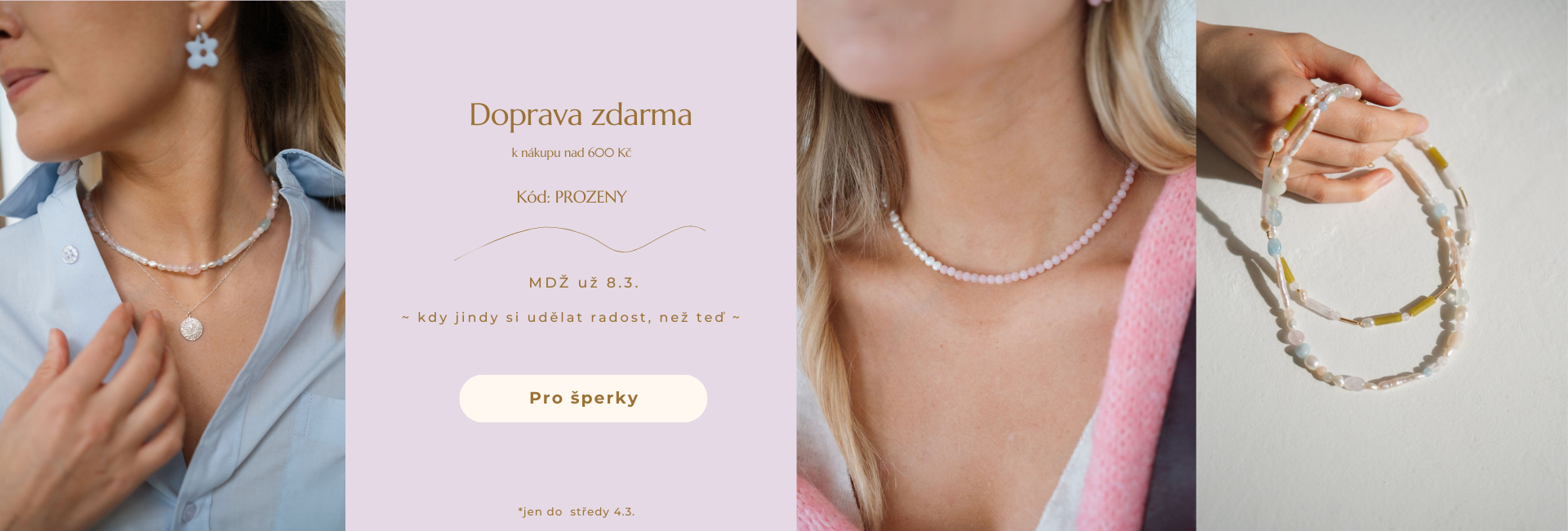 nahrdelník minerály růženín akvamarín bílý citrín ženské jemné říční perla sleva