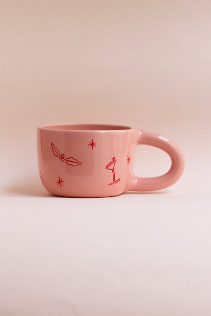 Hrnek Vánoce růžový 450 ml