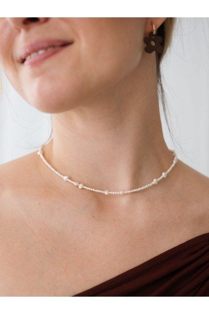 minimalistický náhrdelník Pearl Mini z říčních perliček
