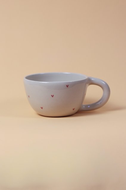 Hrnek otevřený červená srdíčka rovný