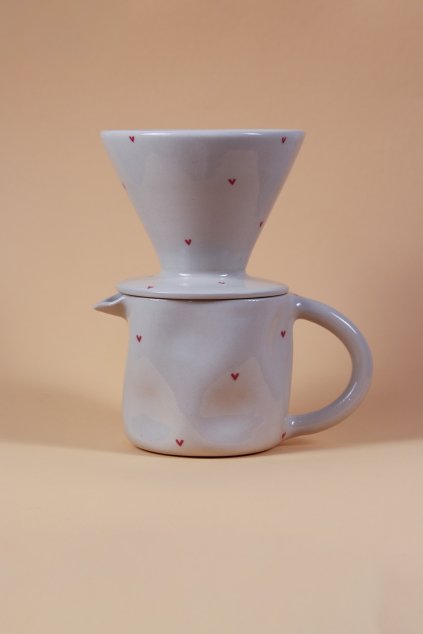 Set V60 a dekanteru se srdíčky béžový