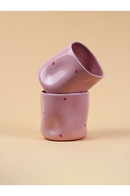 Iced cup růžový s červenými srdíčky