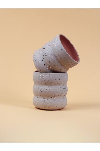 Iced cup tečkatý vlnka broskvová