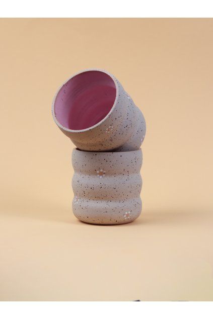 Iced cup tečkatý vlnka růžová