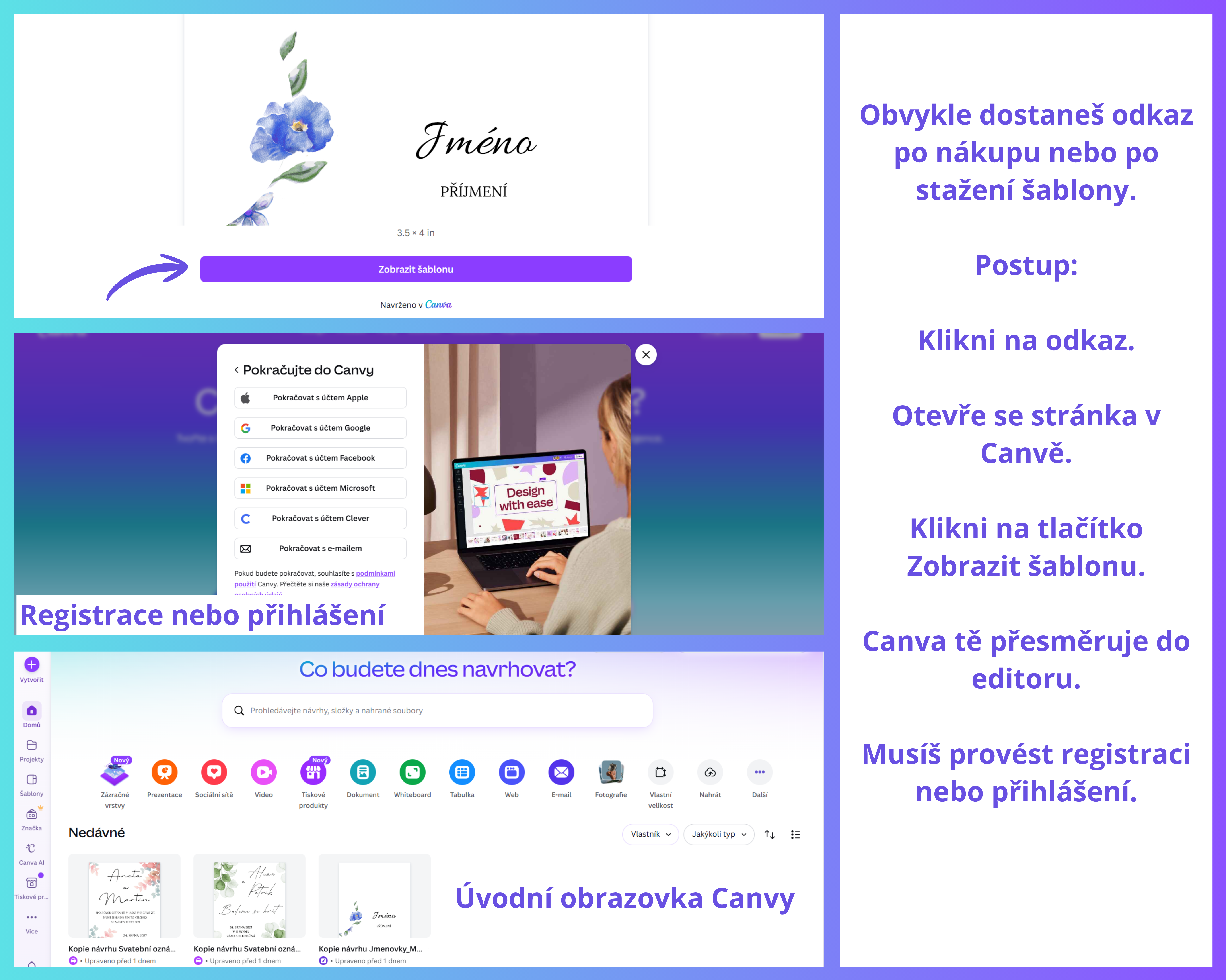 Jak otevřít šablonu v Canvě