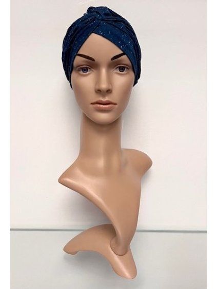 bambusovy turban tmave modry