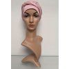 Bambusový turban s našitou čelenkou rose melange