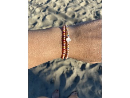 double pink murano and pearl bracelet