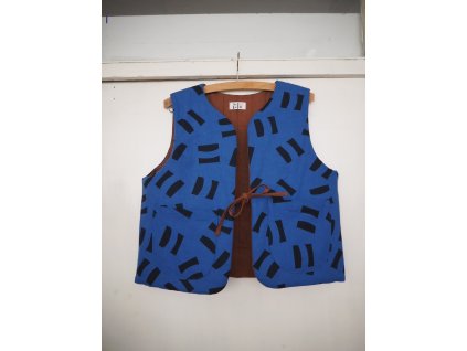 Oboustranná vesta modro hnědá