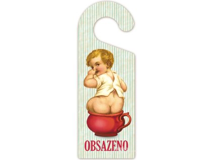 Dřevěná oboustranná cedulka na kliku