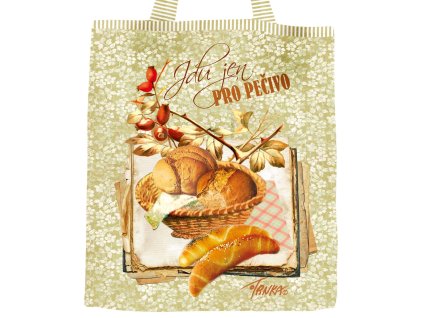 Plátěná nákupní taška Jdu jen pro pečivo v pruhovaném