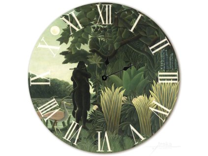 Dřevěné hodiny Henri Rousseau Zaklínačka hadů
